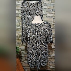 BLAIR 2‎ Piece Set Top XL Pants L Black Paisley Floral
